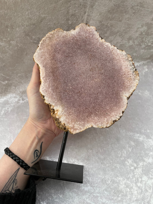 Pink Amethyst Slice on Stand