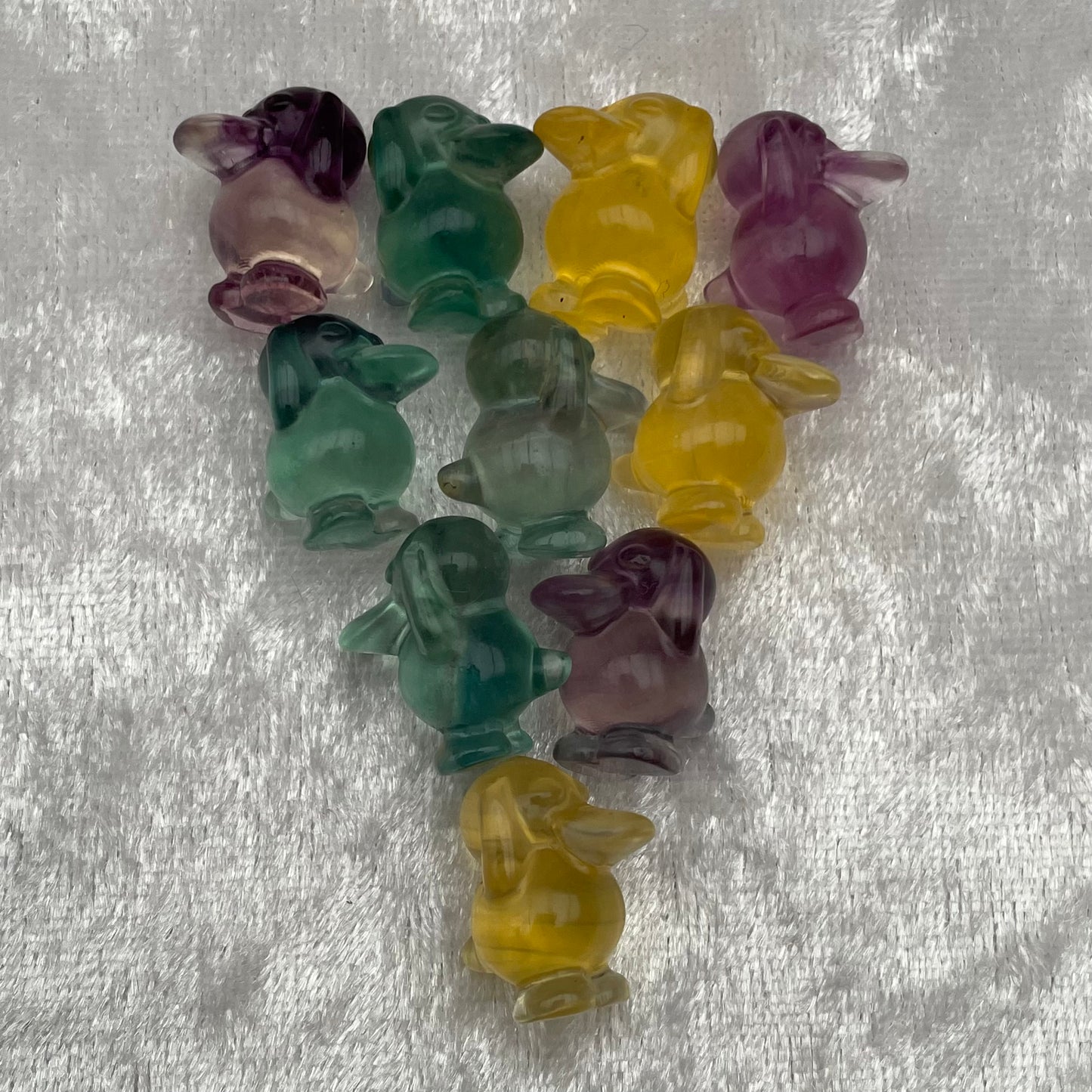 Mini Rainbow Fluorite Pokémon Psyduck carvings