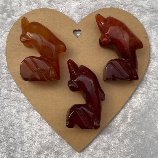 Carnelian Dolphin Carvings