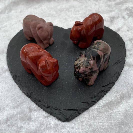 Red Jasper and Rhodonite Bear Carvings
