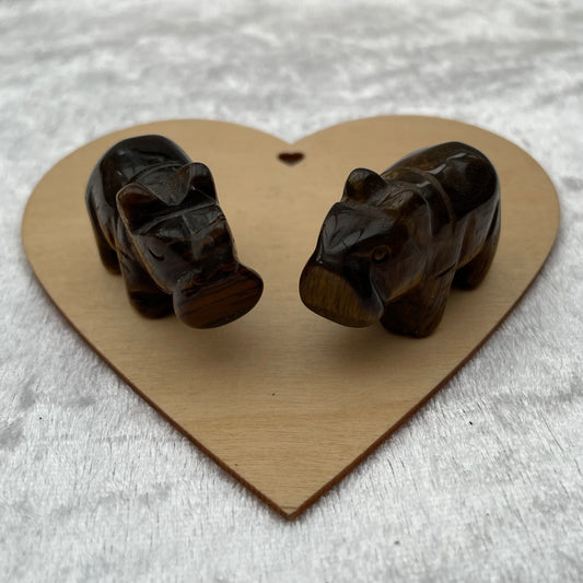 Tigers Eye Hippopotamus Carvings