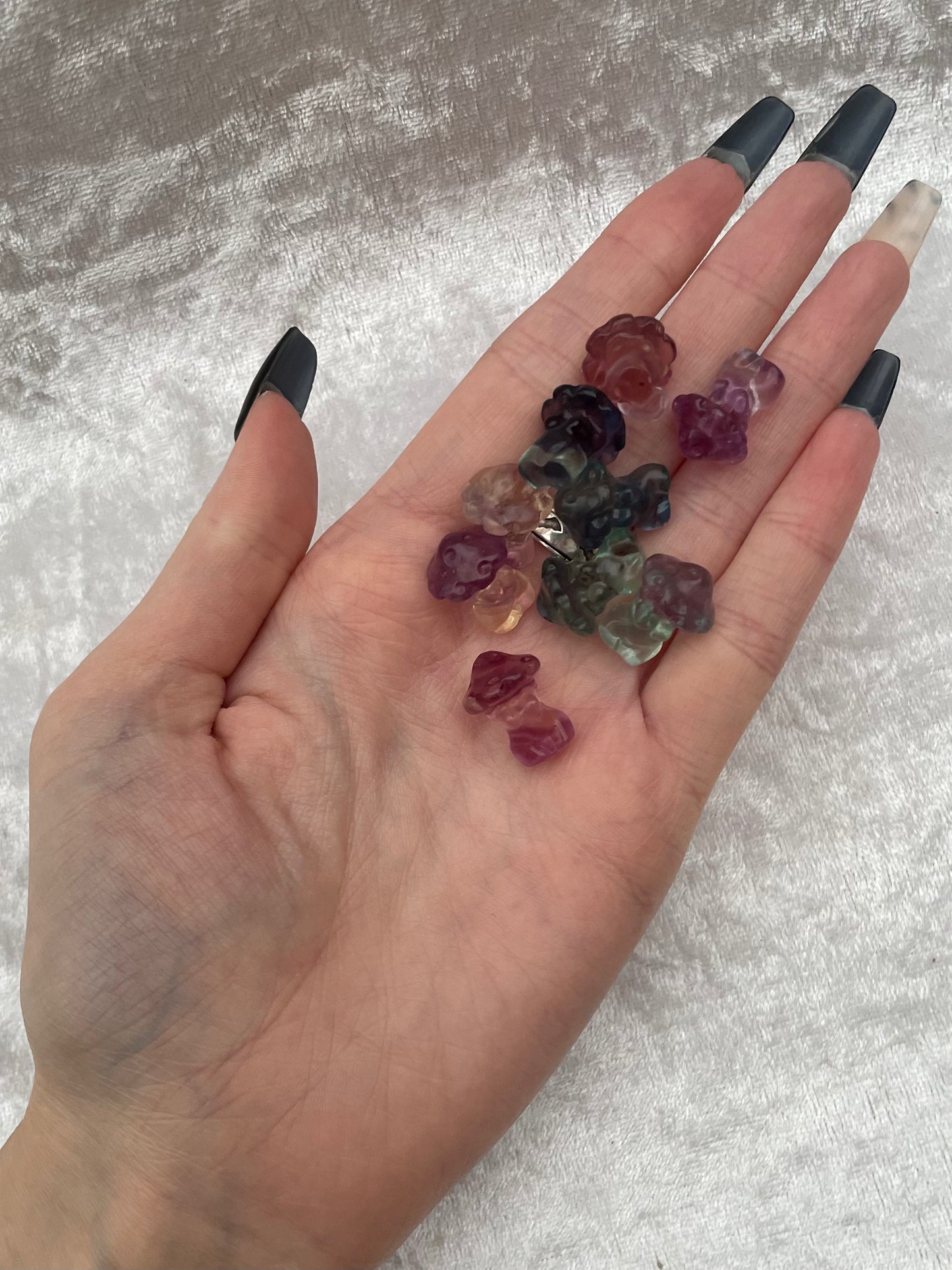 Mini Rainbow Fluorite Torsos With Mushroom Heads