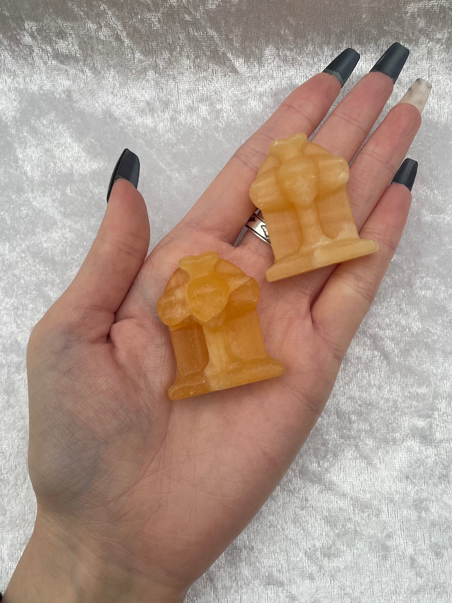 Orange Calcite Skull and Cross Tombstones
