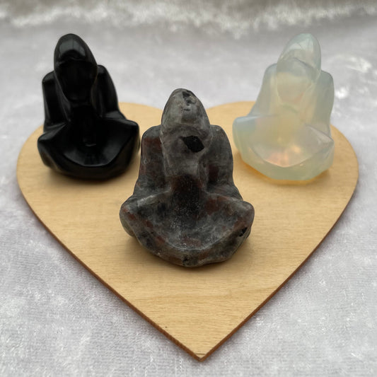 Black Obsidian, Opalite and Yooperlite Grim Reaper Carvings