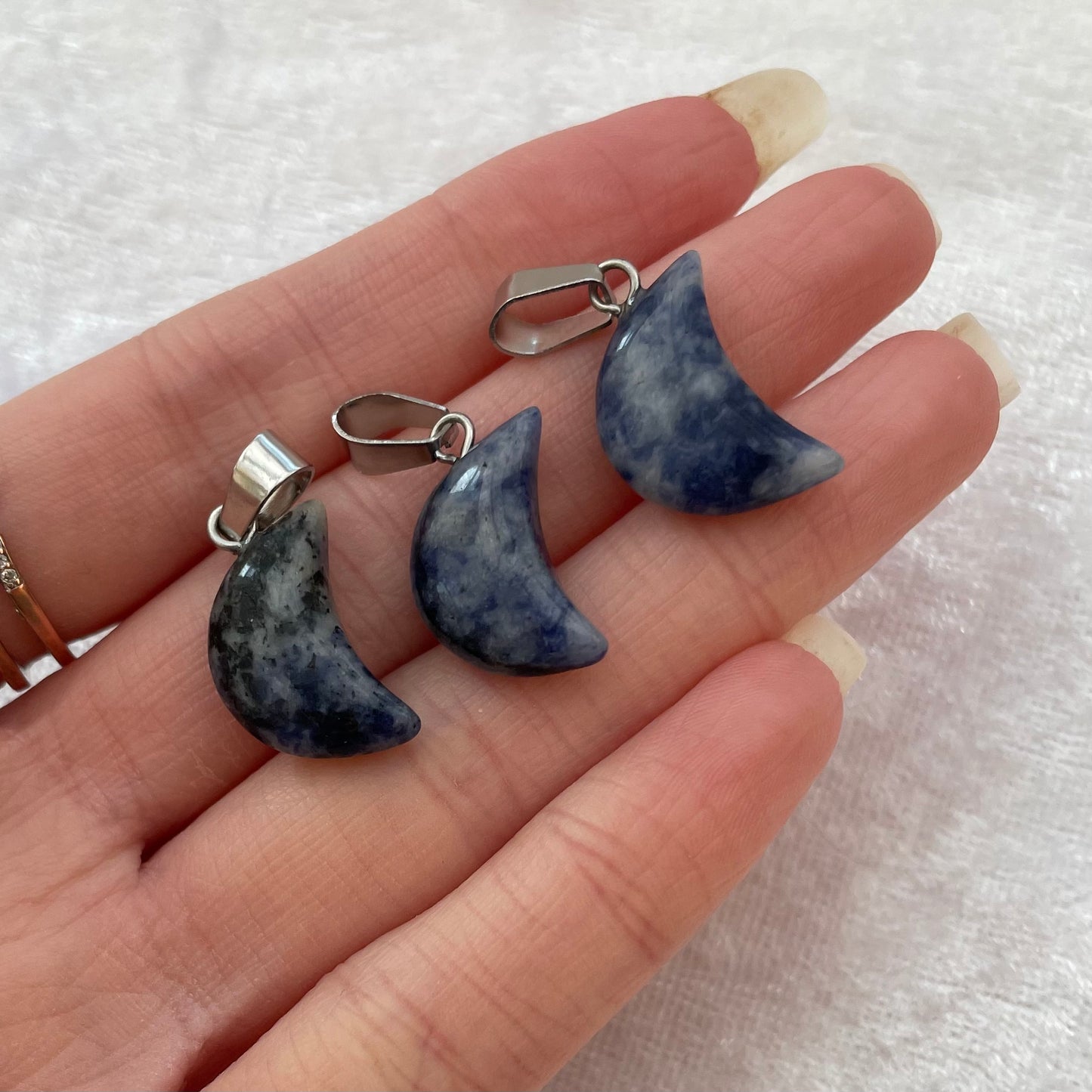 Sodalite Moon Pendants