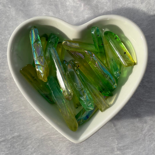 Yellow and Green Aura Quartz Points