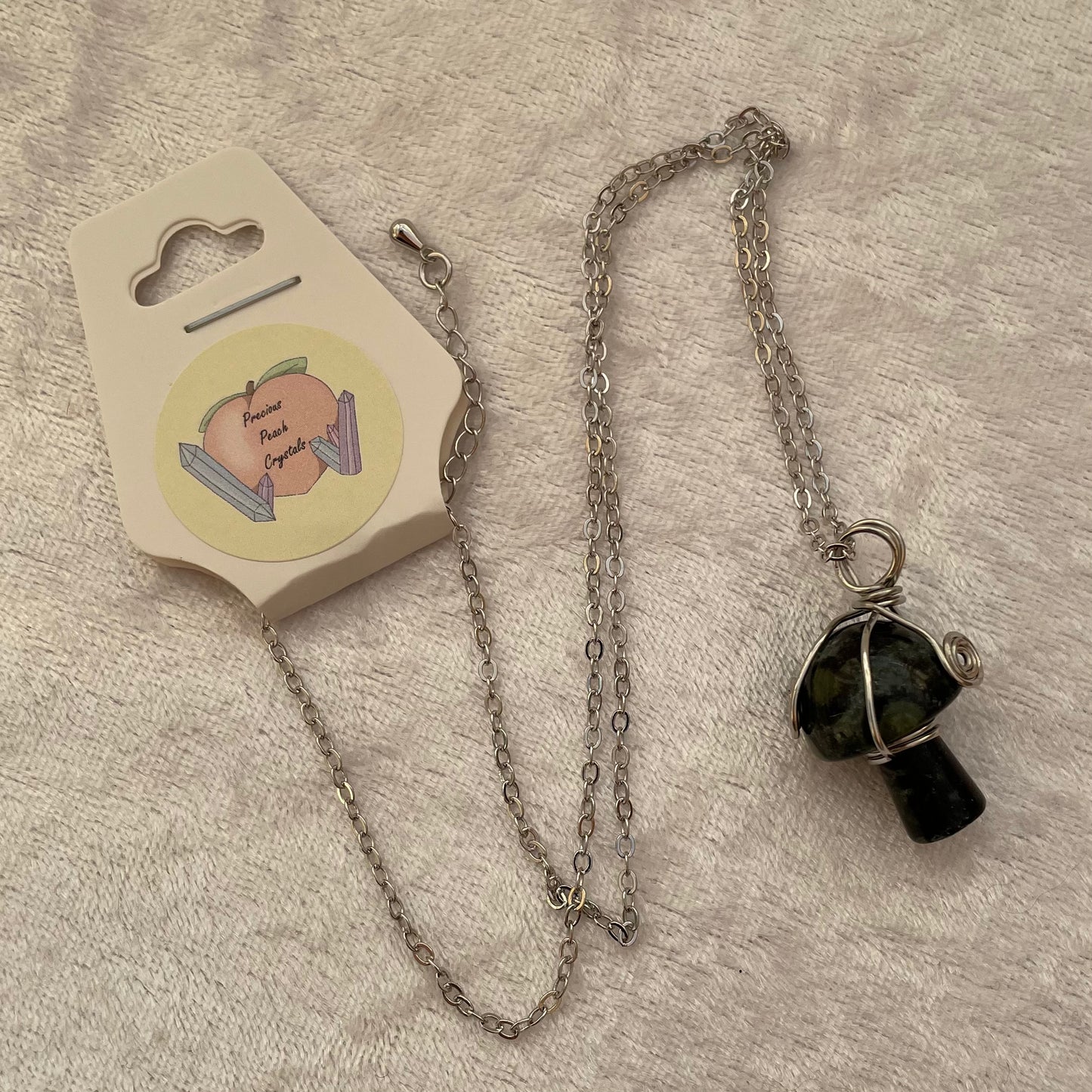Kambaba Jasper Wire Wrapped Mushroom Necklace