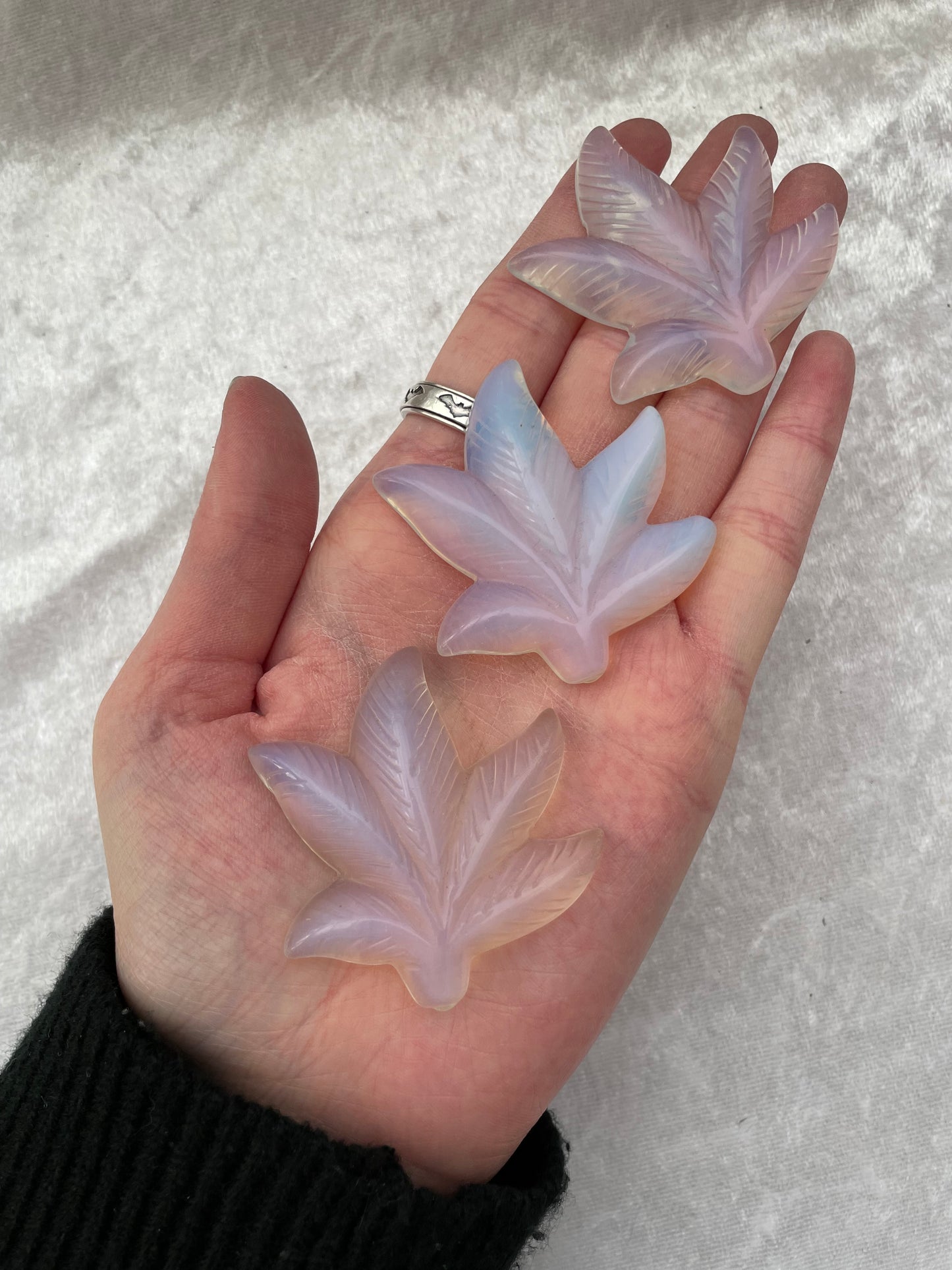 Opalite Maple Leaf Carvings