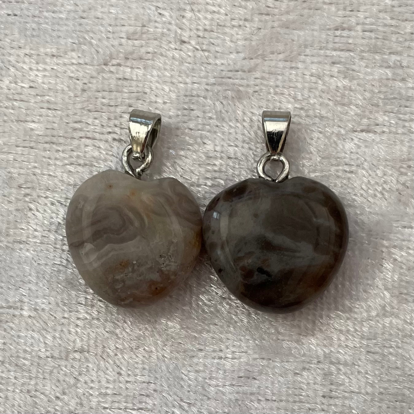 Crazy Lace Agate Heart Pendants