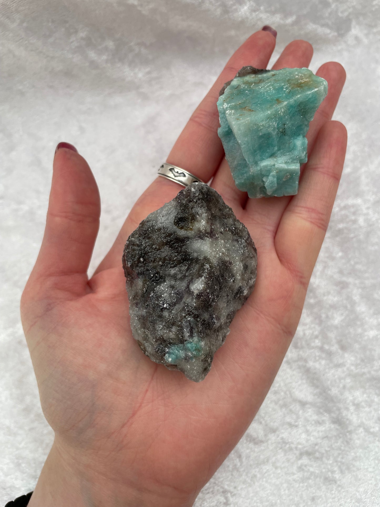 Rough Amazonite and Smoky Quartz