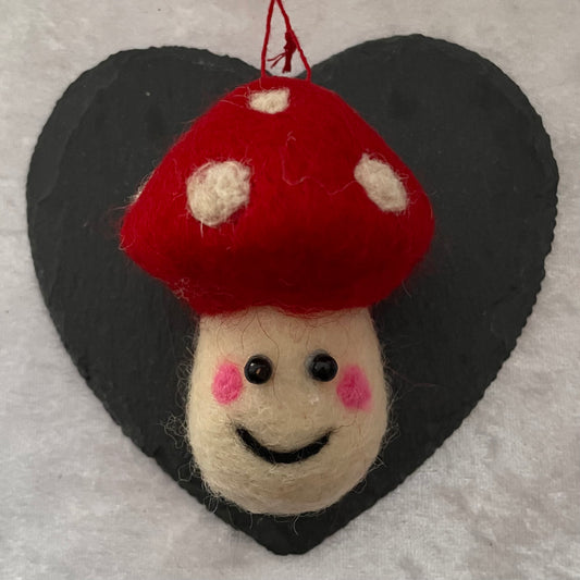 Felt Red and White Hanging Mushroom Ornament