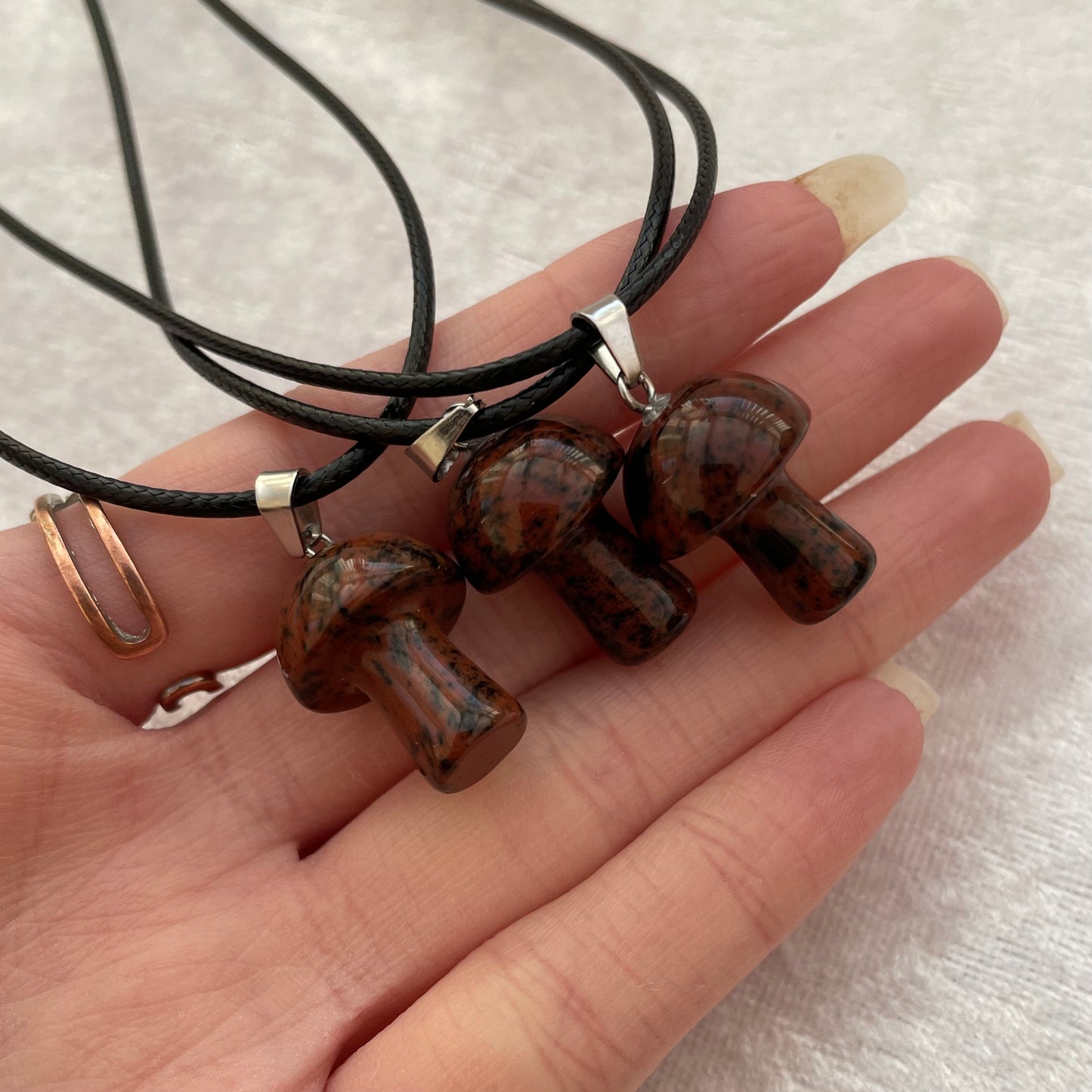 Mahogany Obsidian Mushroom Necklaces