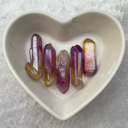 Pink and Yellow Aura Quartz Points