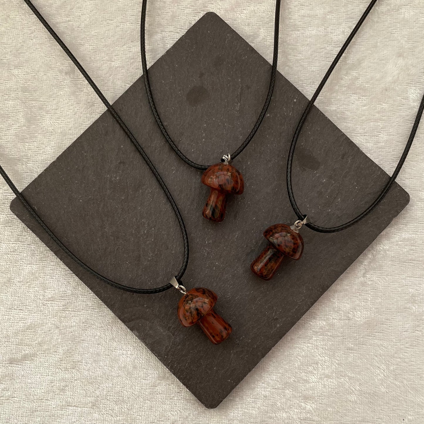 Mahogany Obsidian Mushroom Necklaces