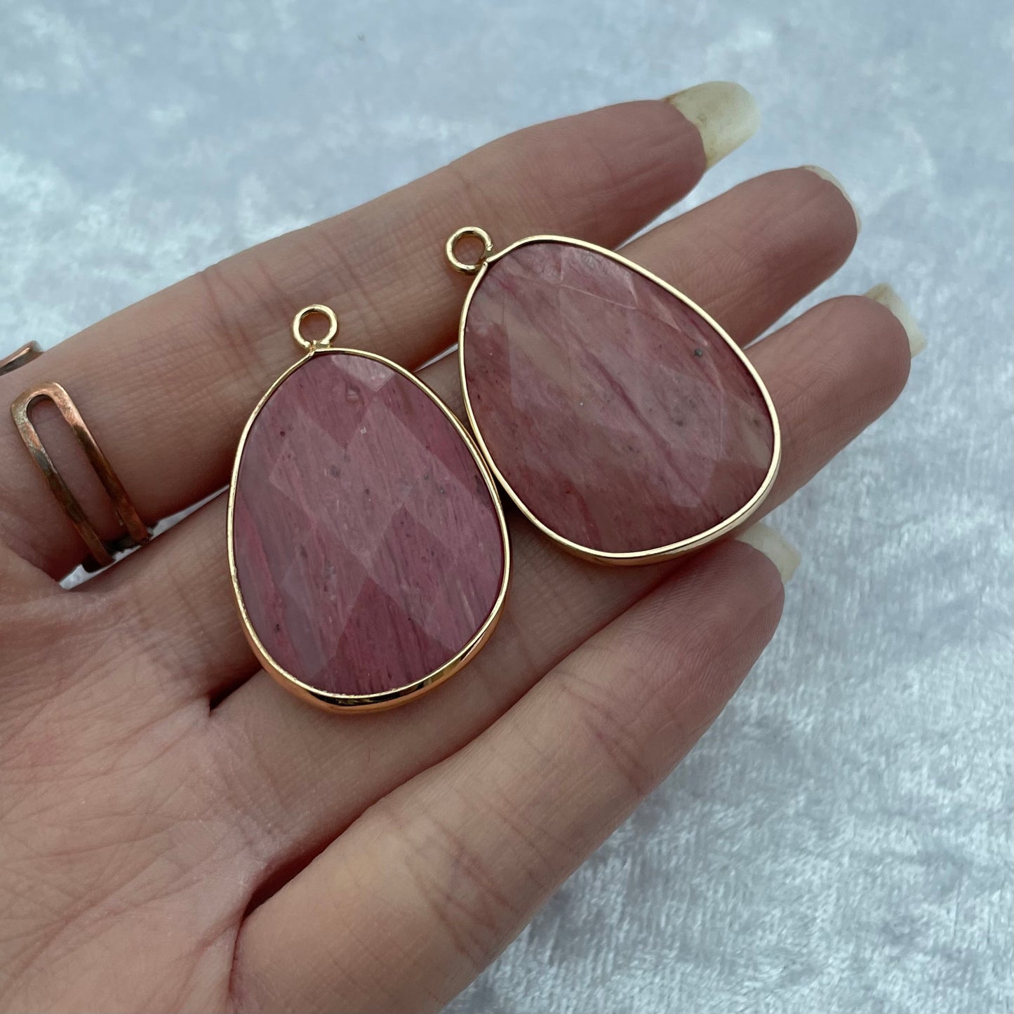 Pink Petrified Wood Faceted Pendants
