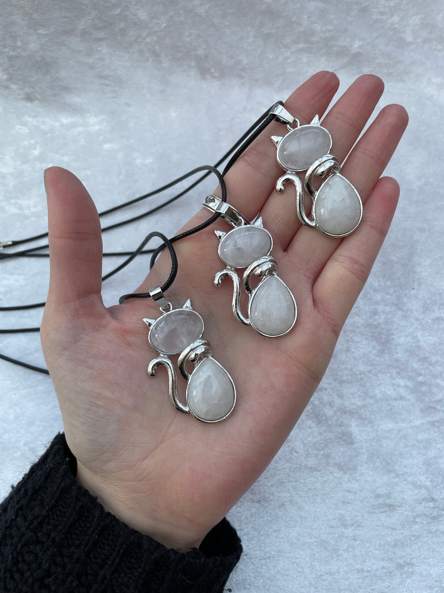 Clear Quartz Cat Necklaces