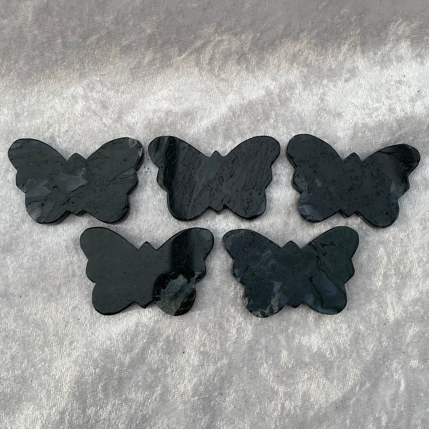 Moss Agate Butterfly Carvings