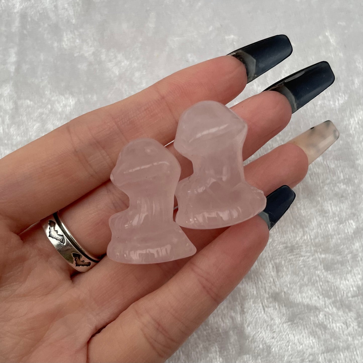Rose Quartz Snake Carvings