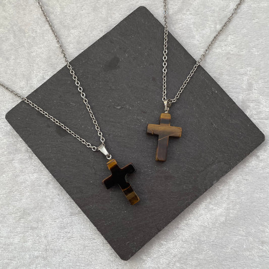 Tigers Eye Cross Necklaces
