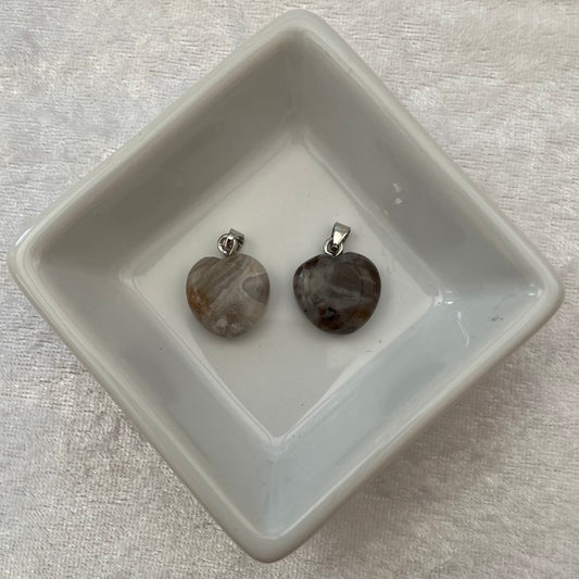 Crazy Lace Agate Heart Pendants
