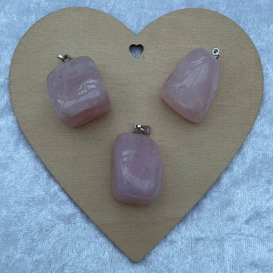 Rose Quartz Tumblestone Pendants