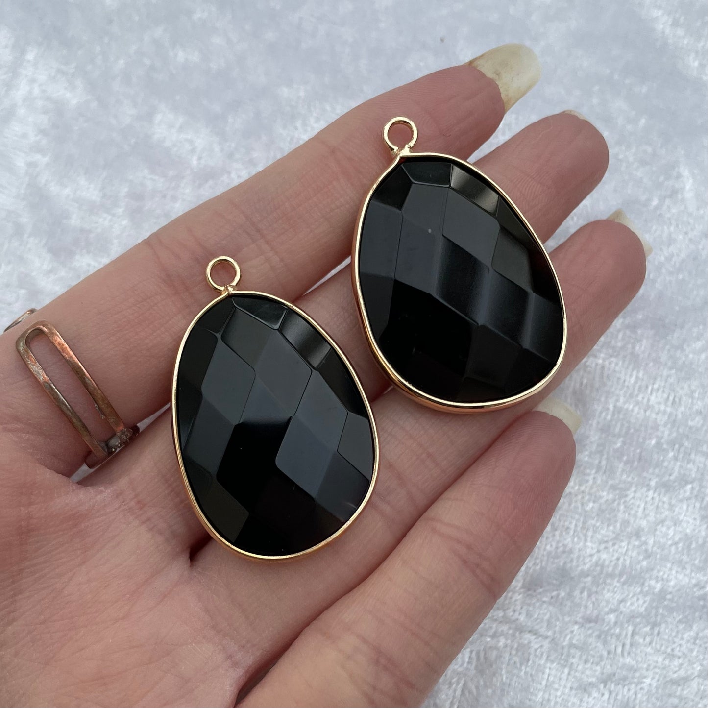 Black Obsidian Faceted Pendants