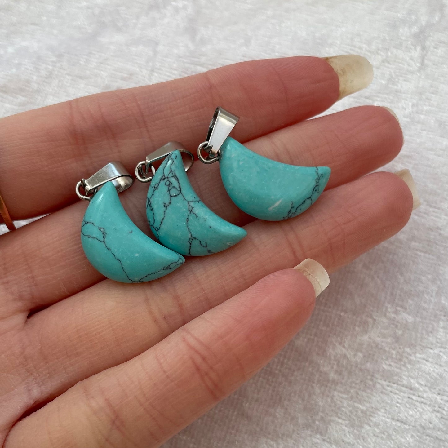 Blue Howlite Moon Pendants