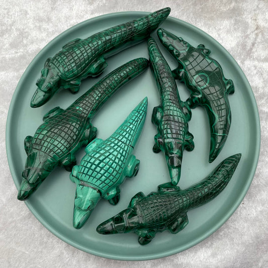 Malachite Crocodile Carvings
