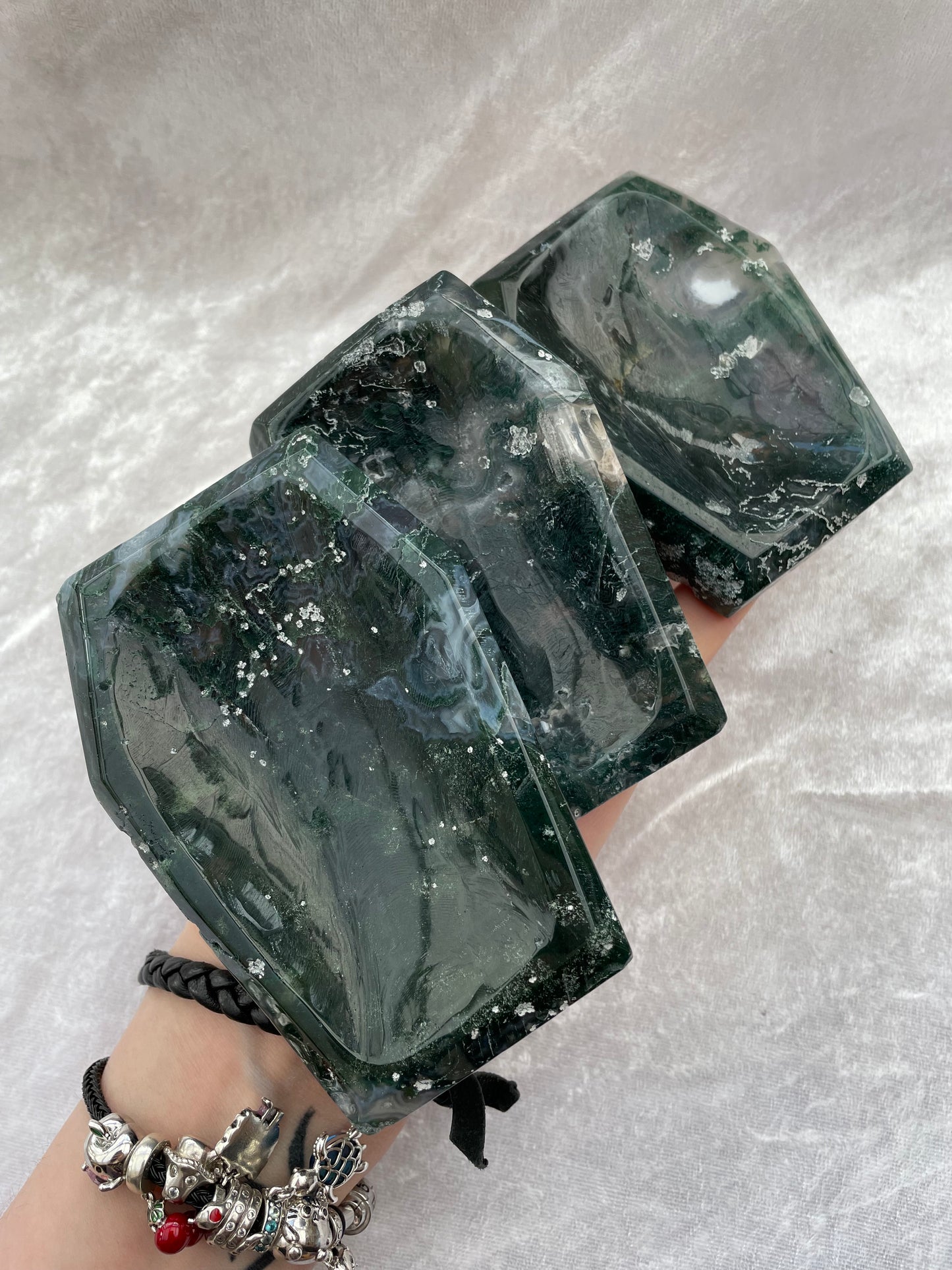 Moss Agate Coffin Dishes