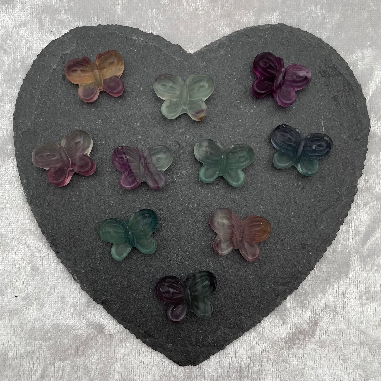 Mini Rainbow Fluorite Butterfly Carvings