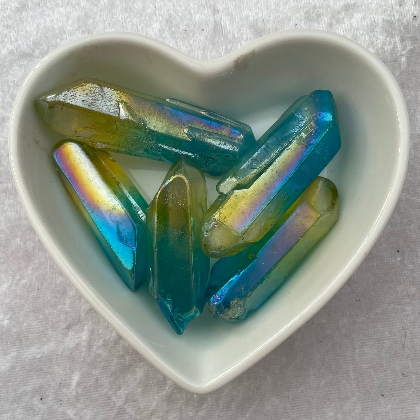 Blue and Yellow Aura Quartz Points