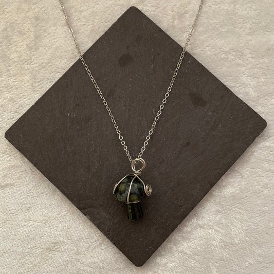 Kambaba Jasper Wire Wrapped Mushroom Necklace