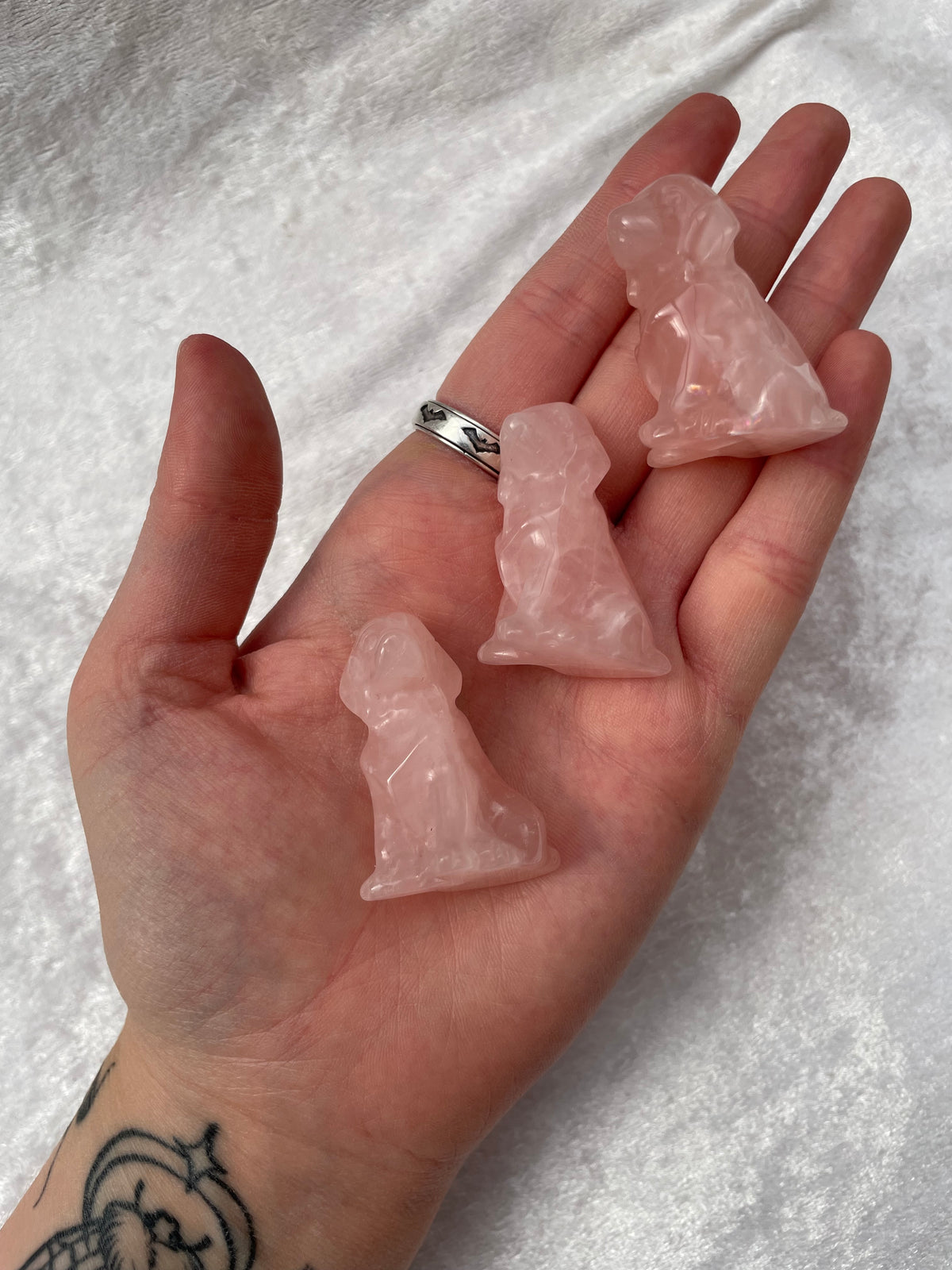 Rose Quartz Dog Carvings