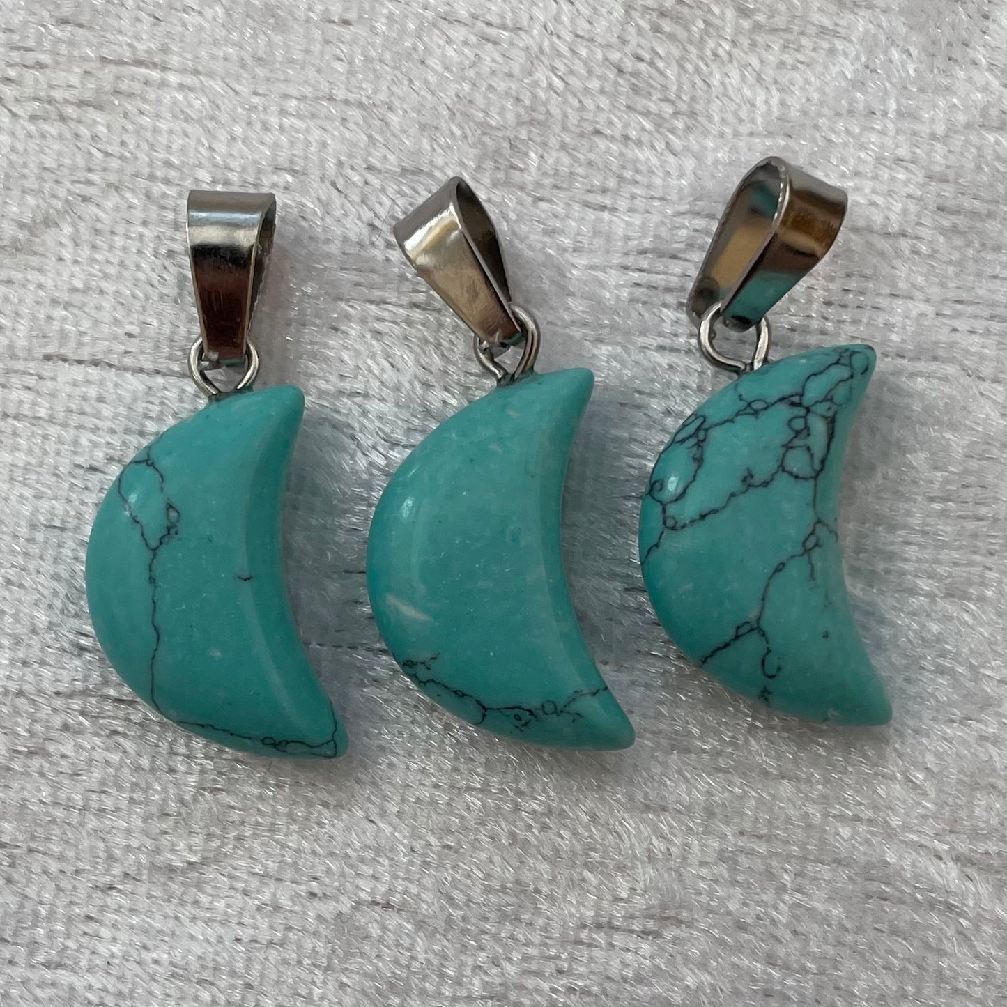Blue Howlite Moon Pendants