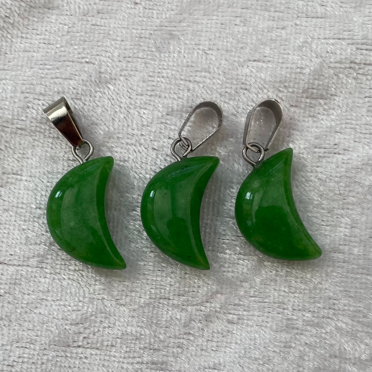 Green Agate Moon Pendants