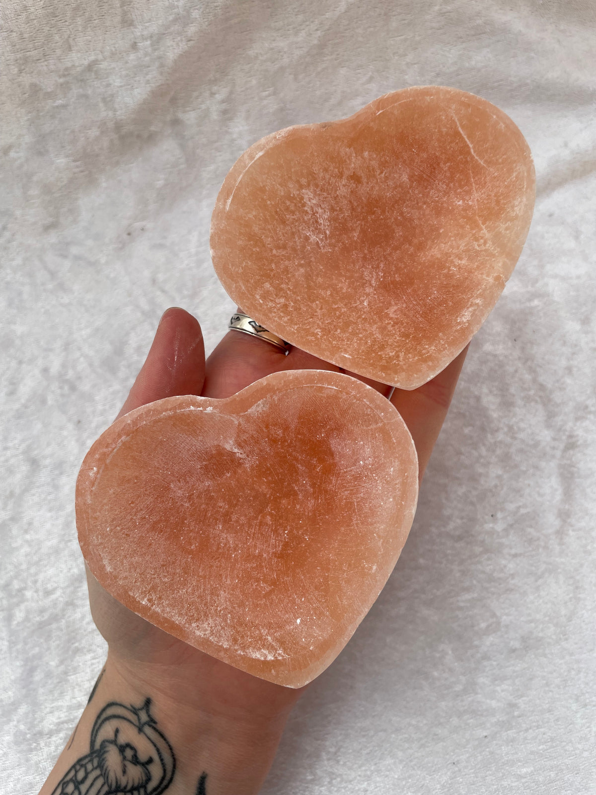 Orange Selenite Heart Bowls