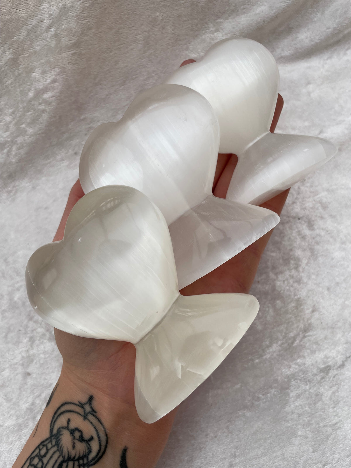 Selenite Standing Heart Ornaments