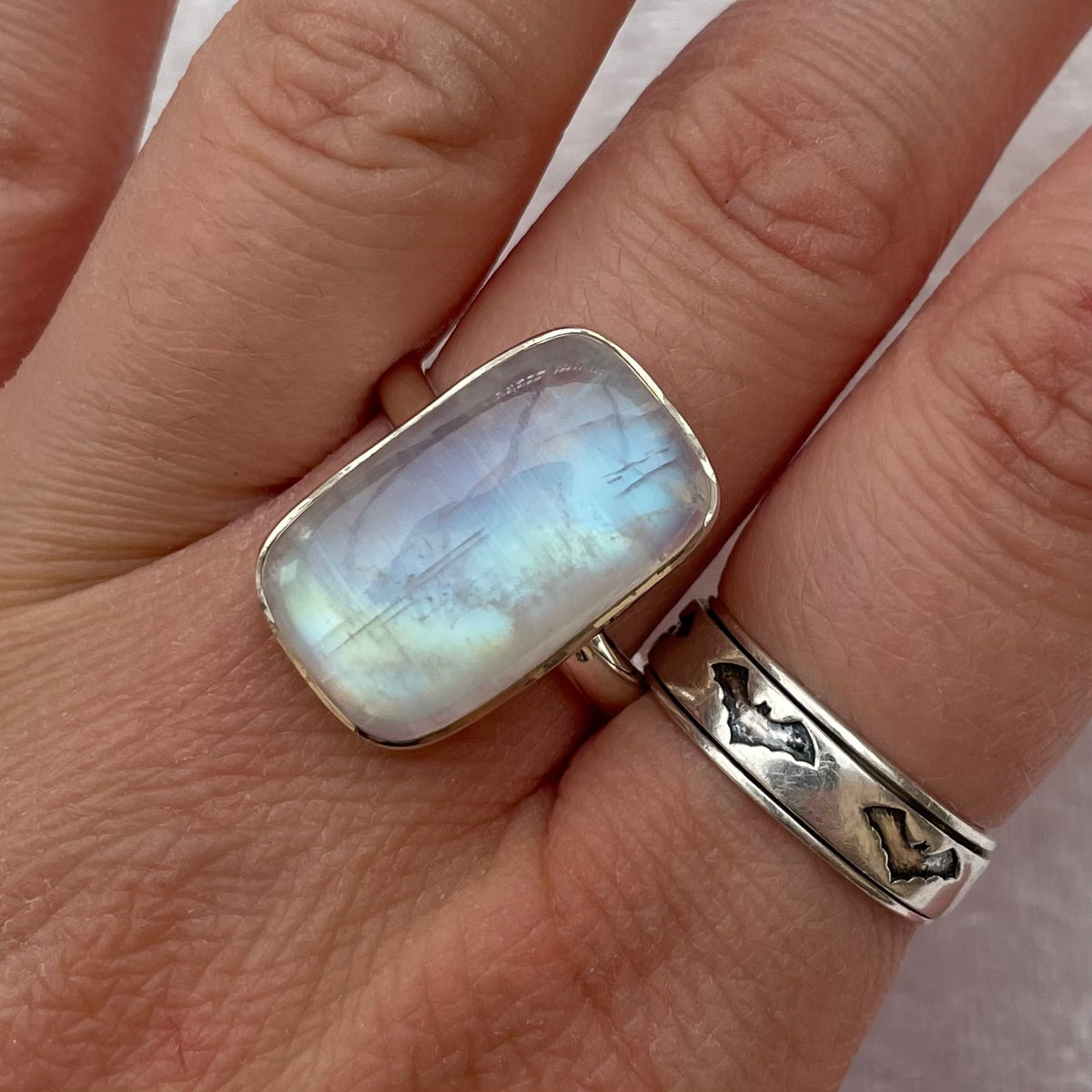 Rainbow Moonstone Ring