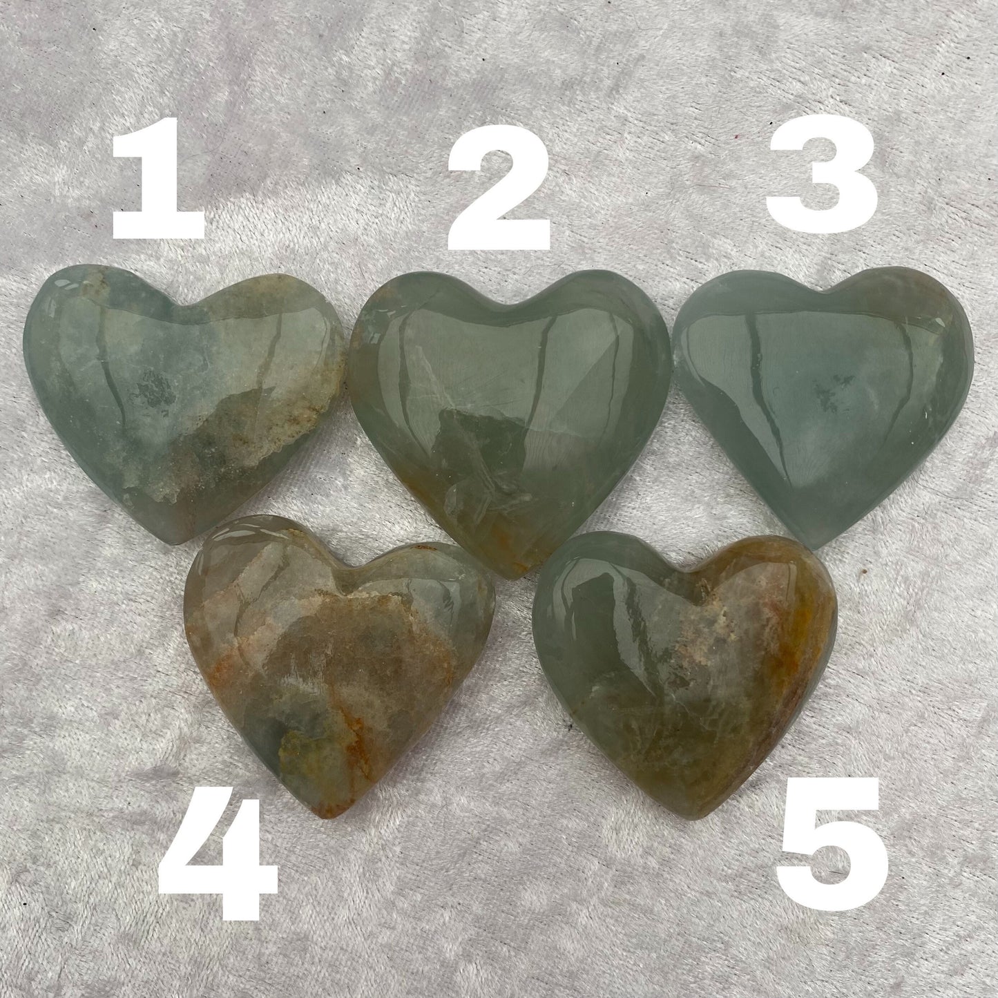 Lemurian Aquatine Calcite hearts