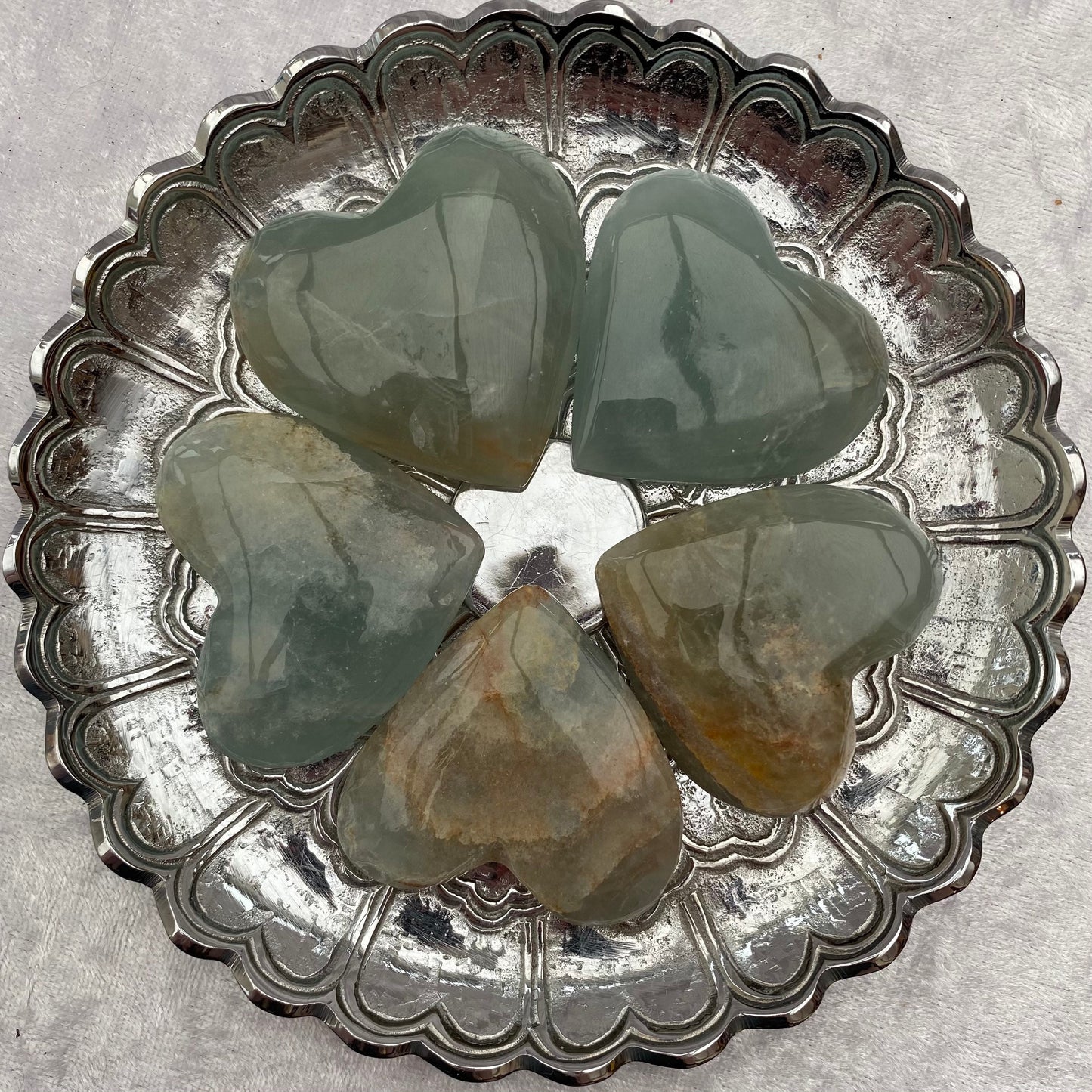 Lemurian Aquatine Calcite hearts