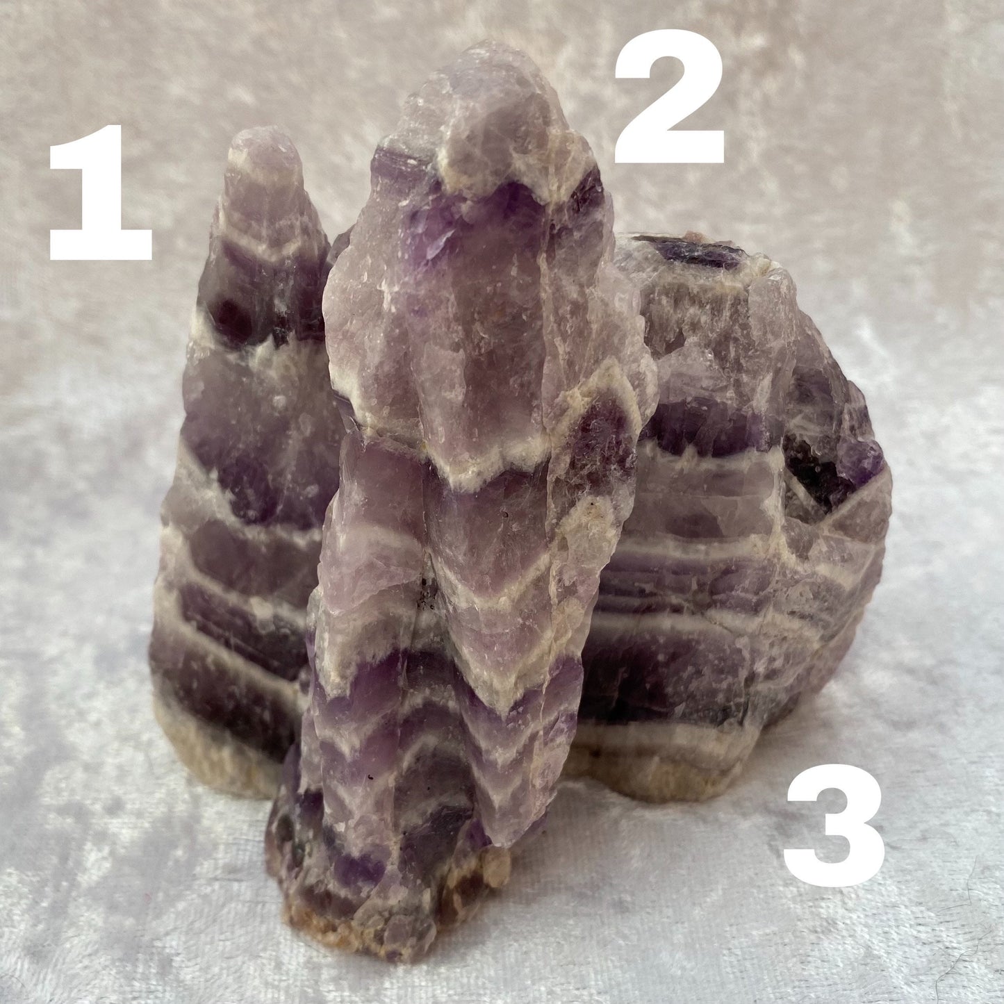 Rough Chevron Amethyst towers