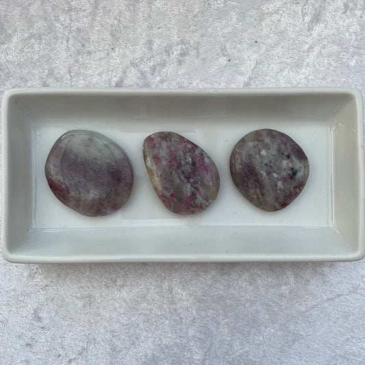 Lepidolite and Pink Tourmaline palmstones
