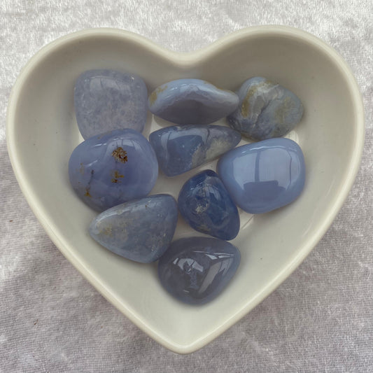 Blue lace agate tumbles