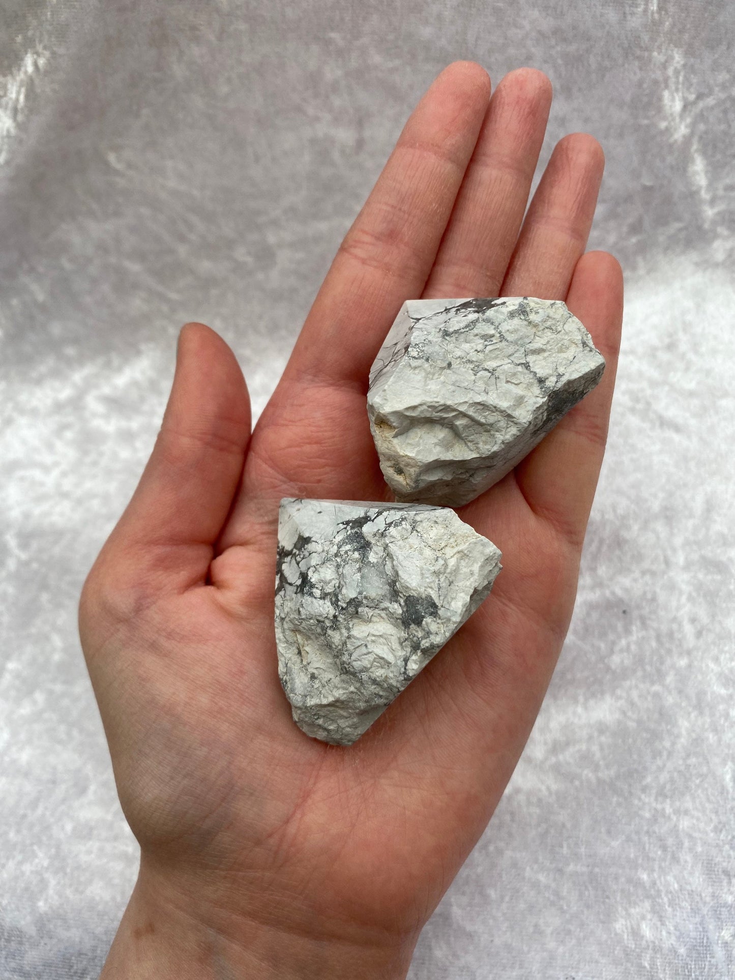 White Howlite half polished points
