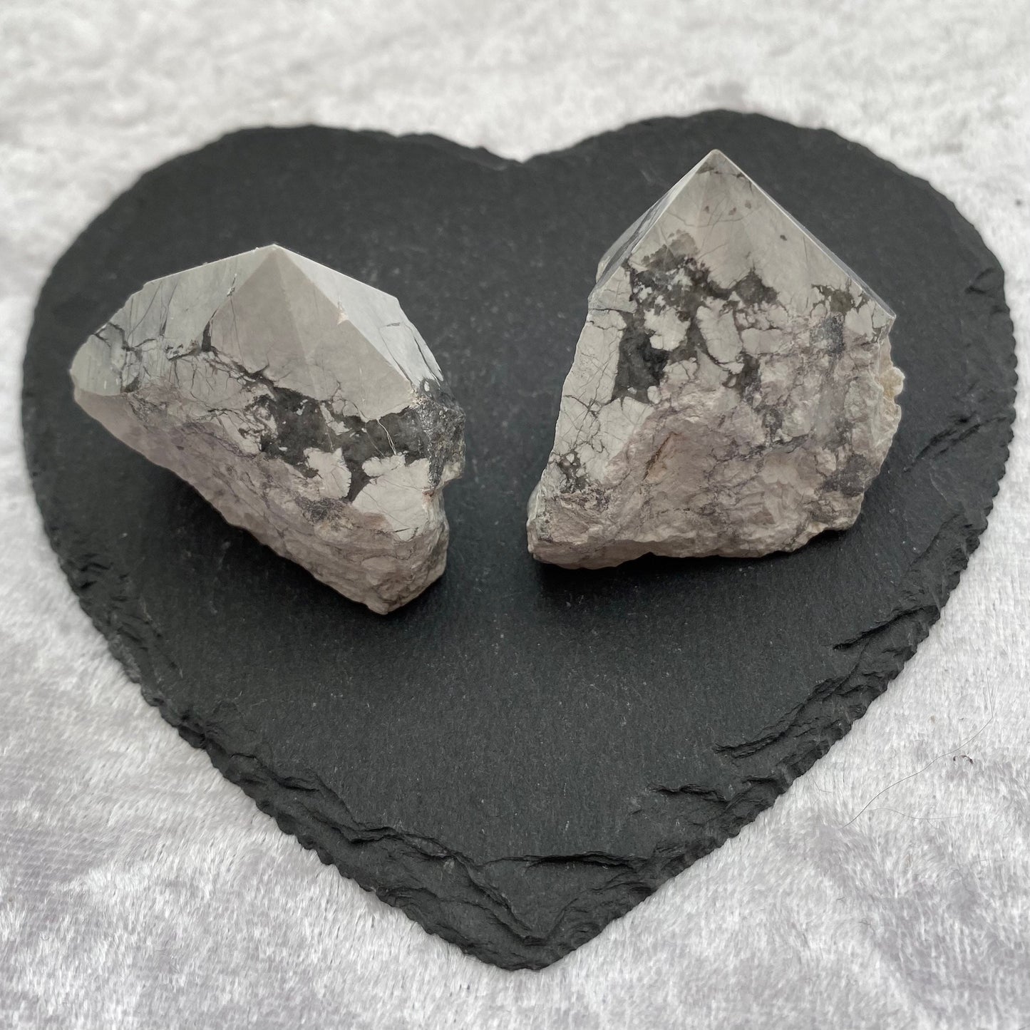 White Howlite half polished points