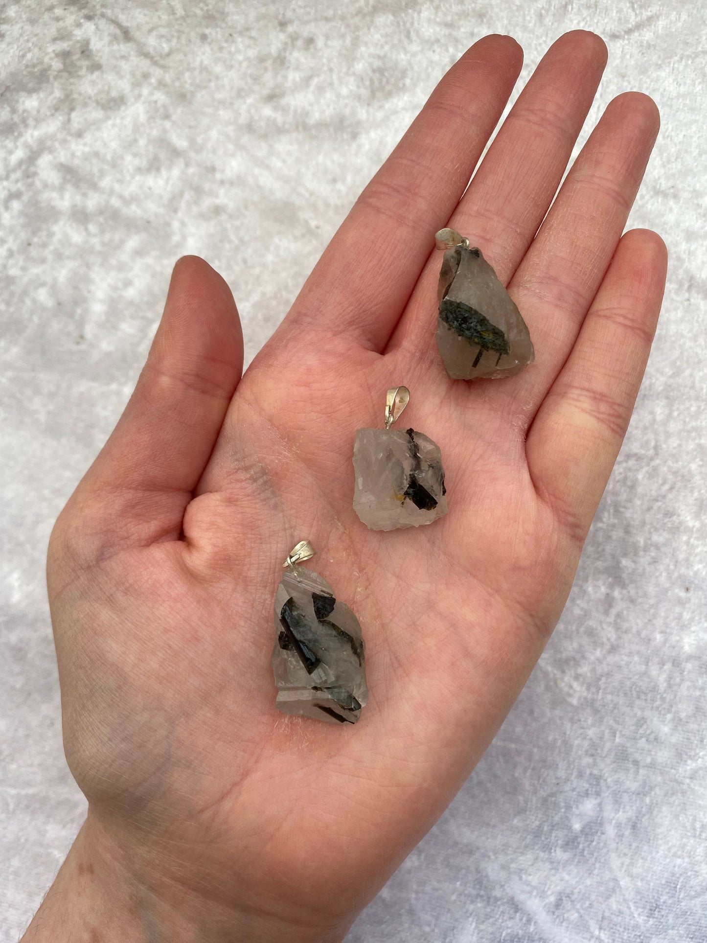 Rough Green Tourmaline pendants