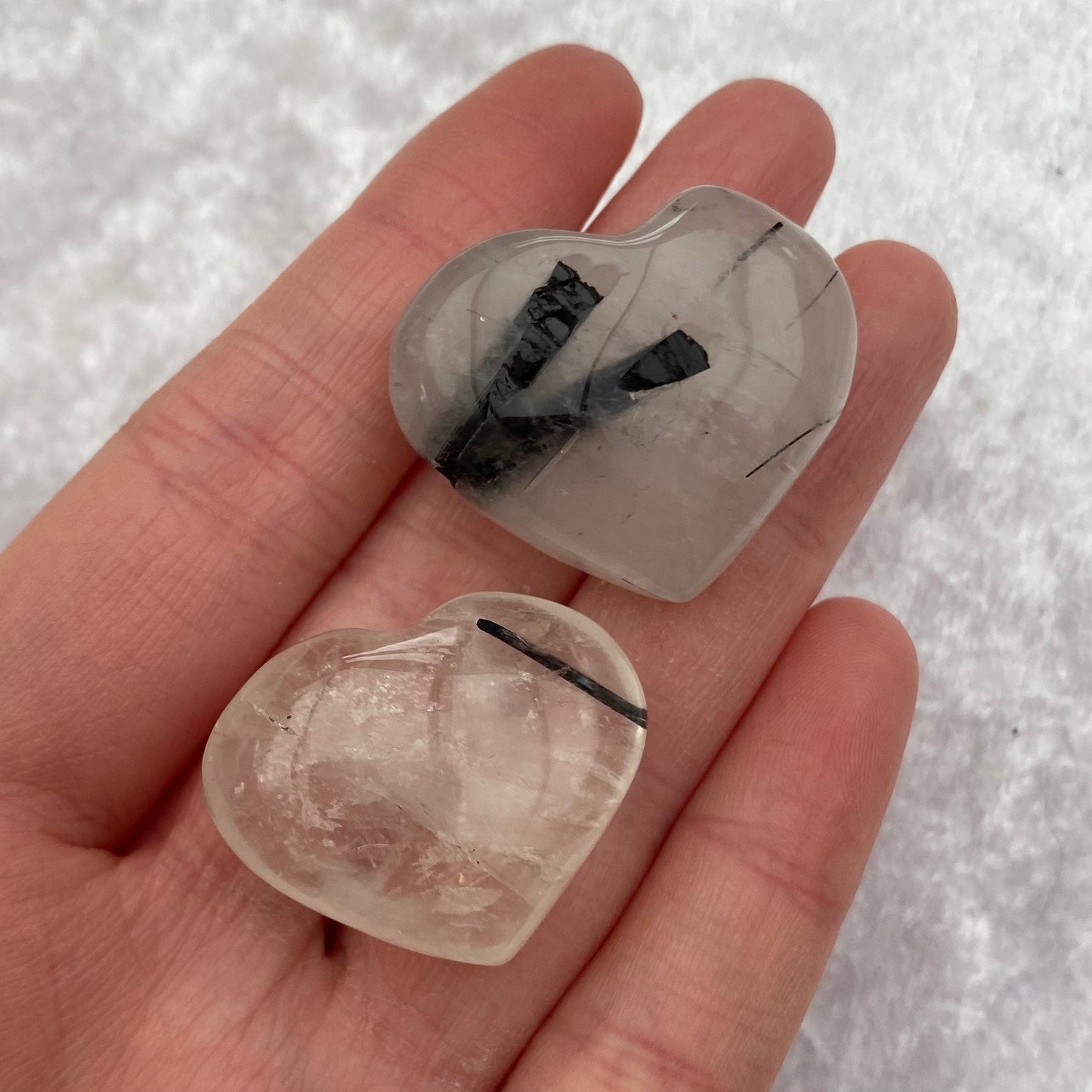 Tourmalinated Quartz hearts
