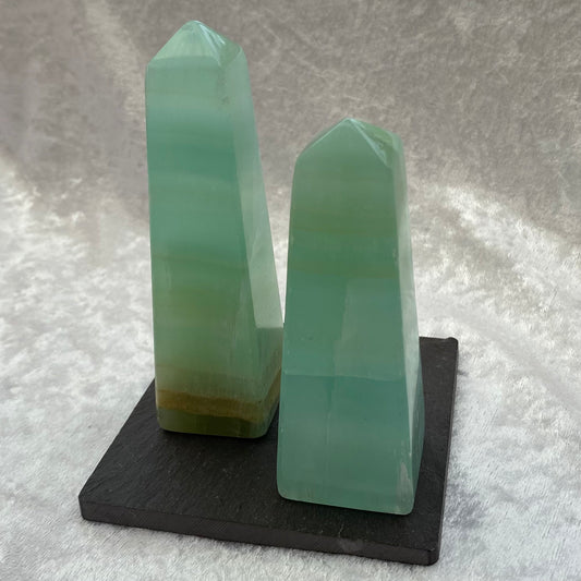 Pistachio Calcite obelisks