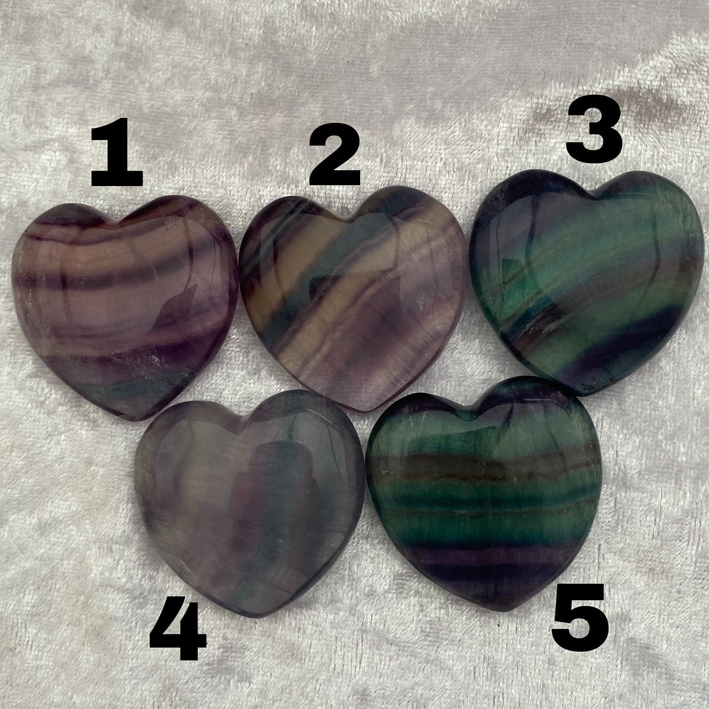 Rainbow Fluorite Hearts