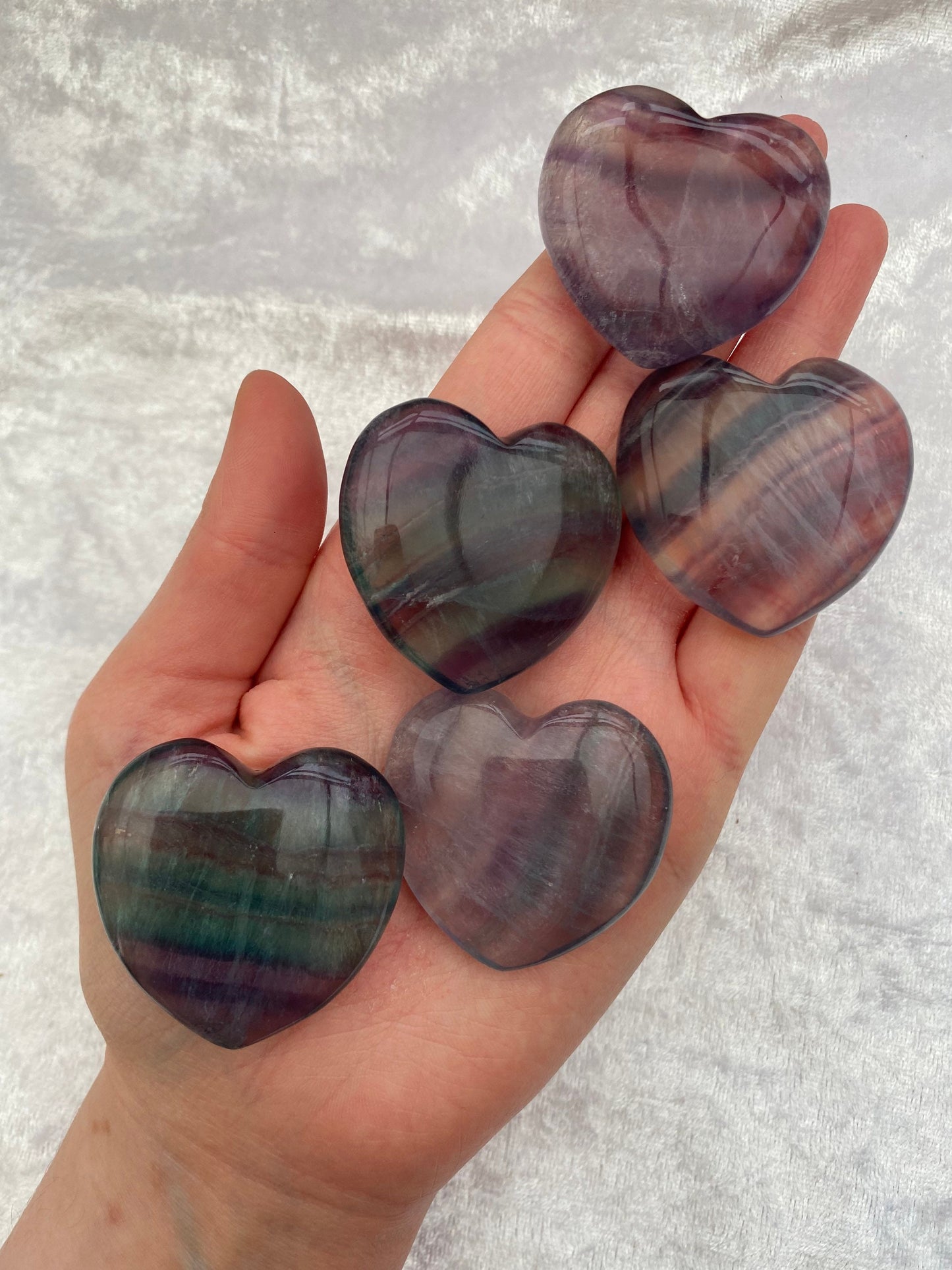 Rainbow Fluorite Hearts